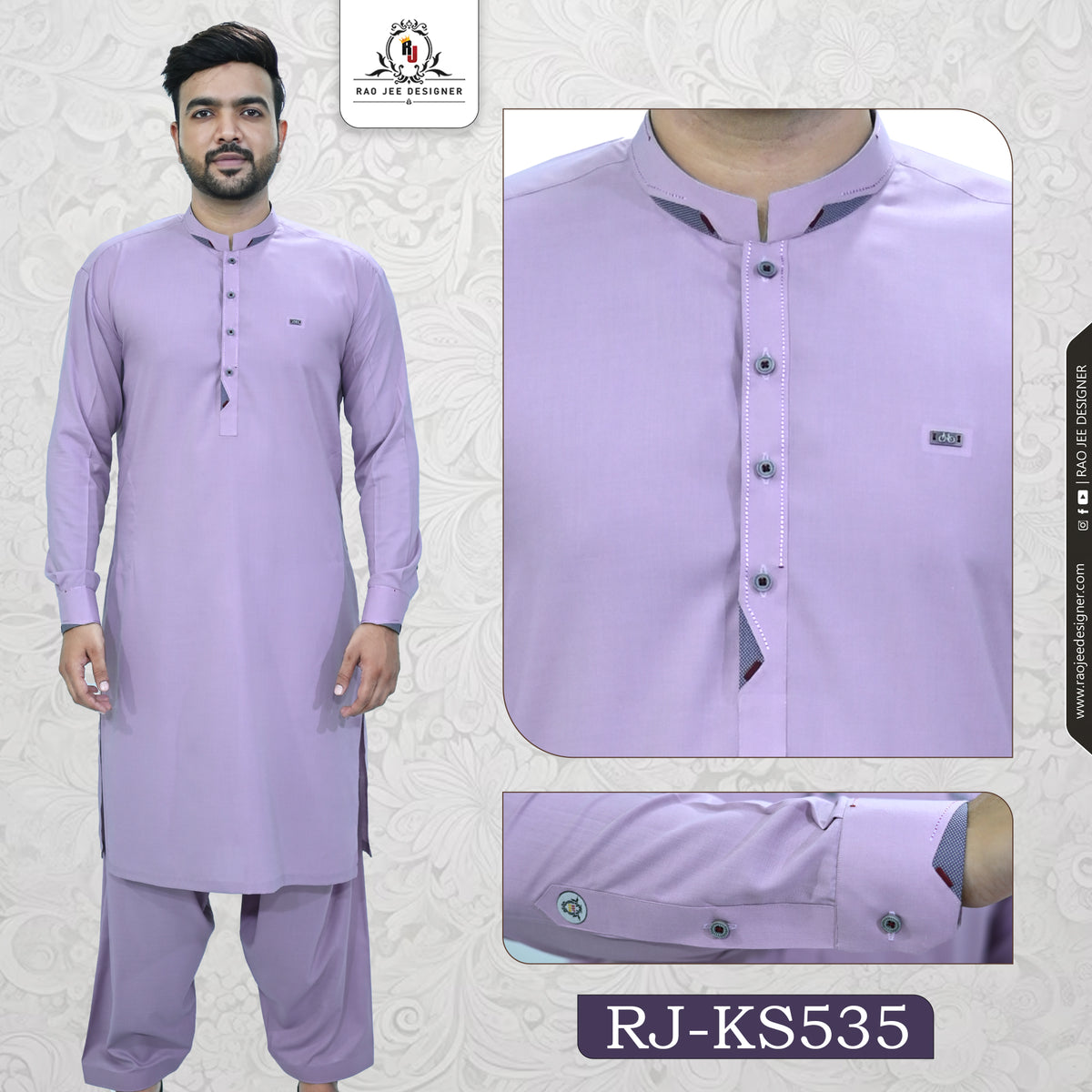 Men's Kameez Shalwar Wash & Wear Fabric RJ-KS535