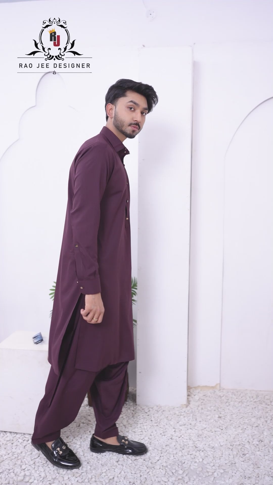 Plum Purple Designed Men's Kameez Shalwar RJ-KS617