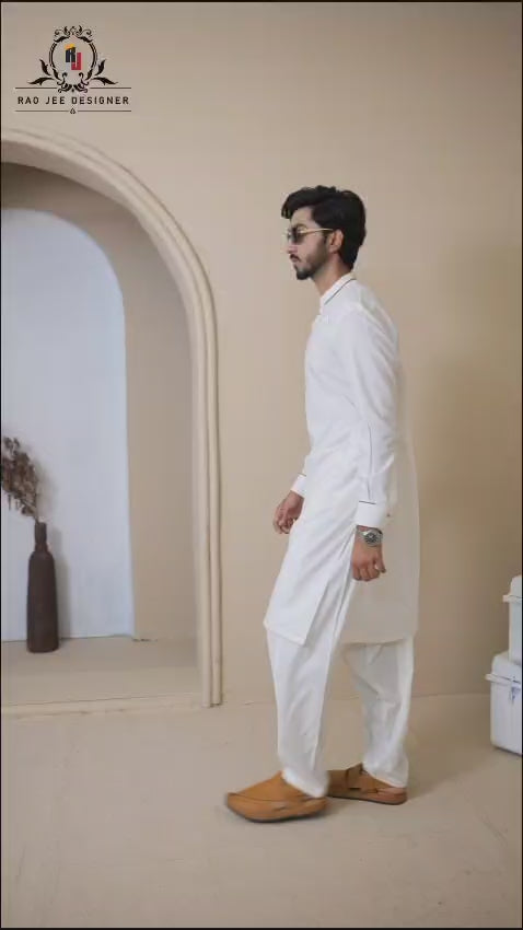Off White Mens Kameez Shalwar RJ-KS588