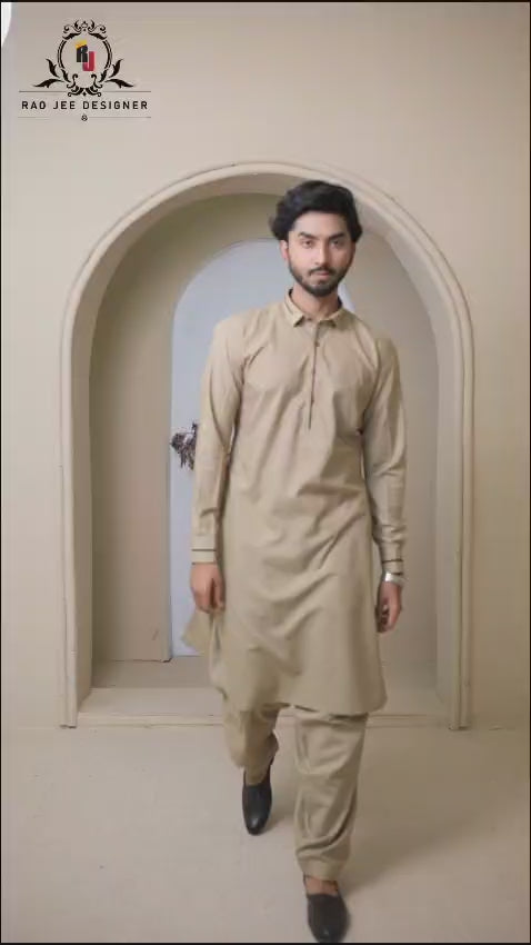 Warm Beige Mens Kameez Shalwar RJ-KS581