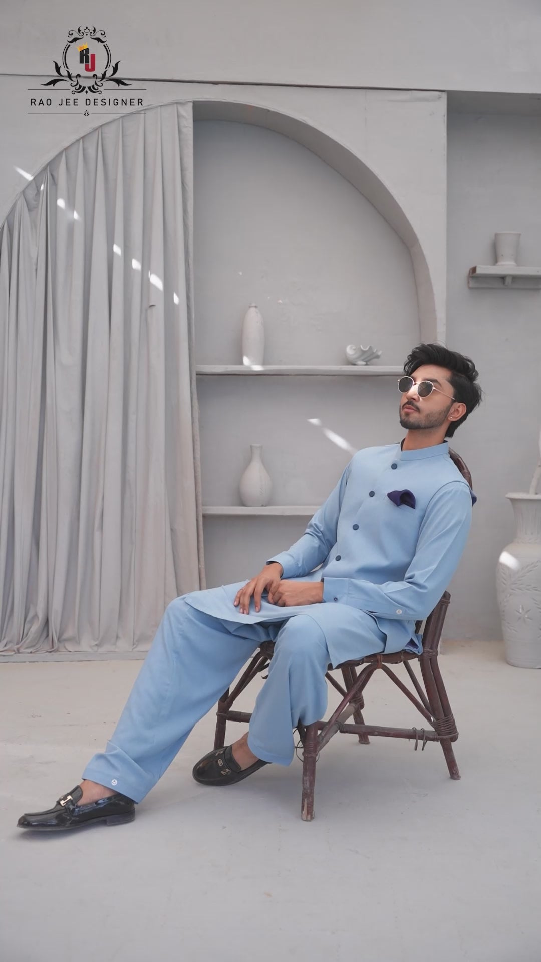 Men’s Premium Wash & Wear Kameez Shalwar – Sky Blue Traditional Wear - (RJ-KSW145)