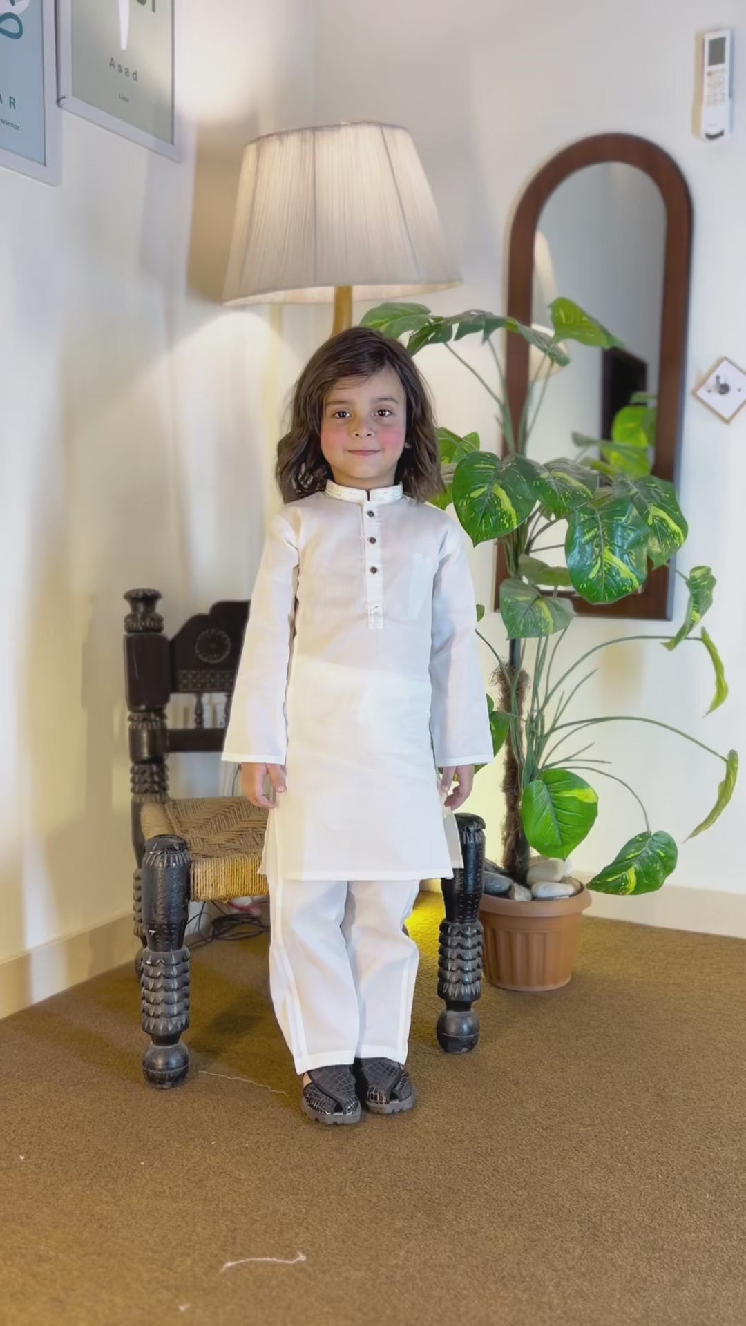 Off White Cambric Cotton Boy's Kurta Pajama RJ-KIDS216