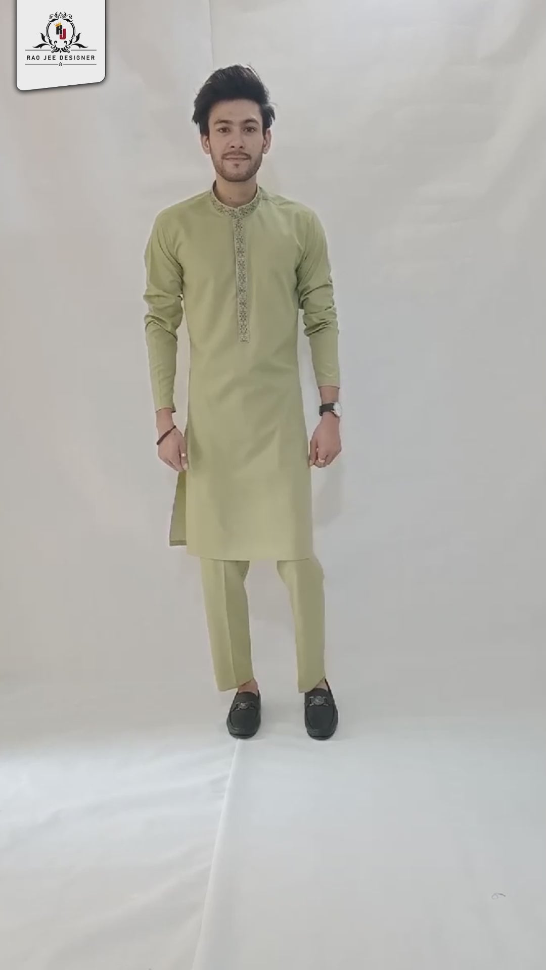 Pista Green Men's Kurta Pajama RJ-K190