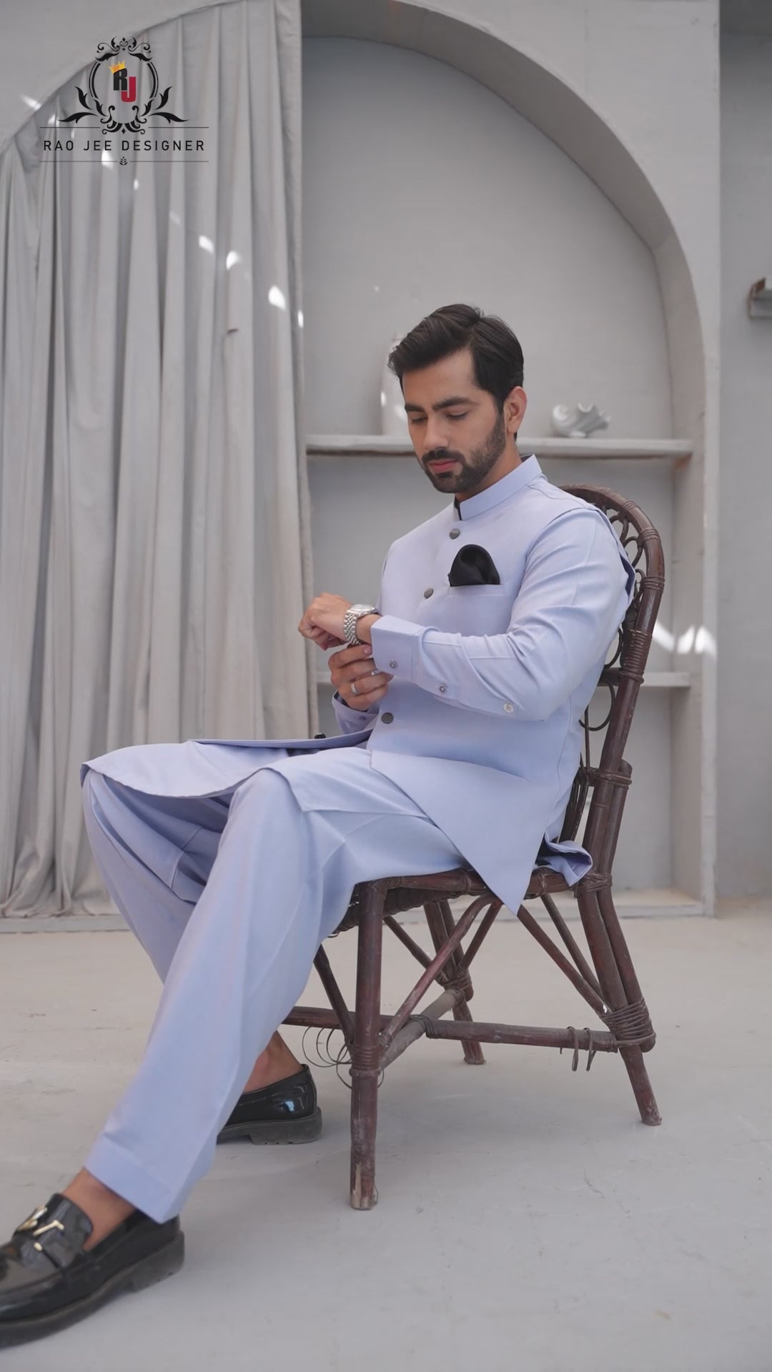 Men’s Premium Wash & Wear Kameez Shalwar – Periwinkle Traditional Wear -  (RJ-KSW156)