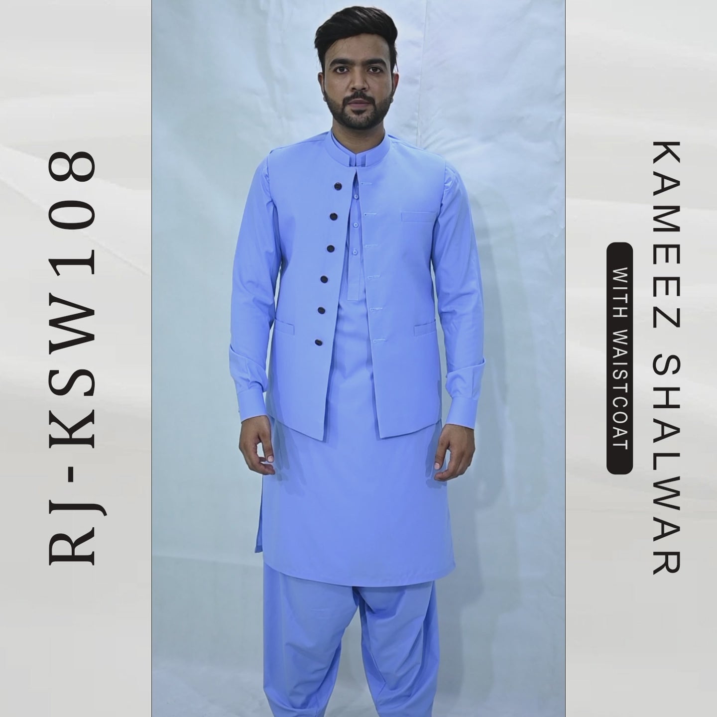 Men's Kameez Shalwar with Waistcoat (RJ-KSW108)