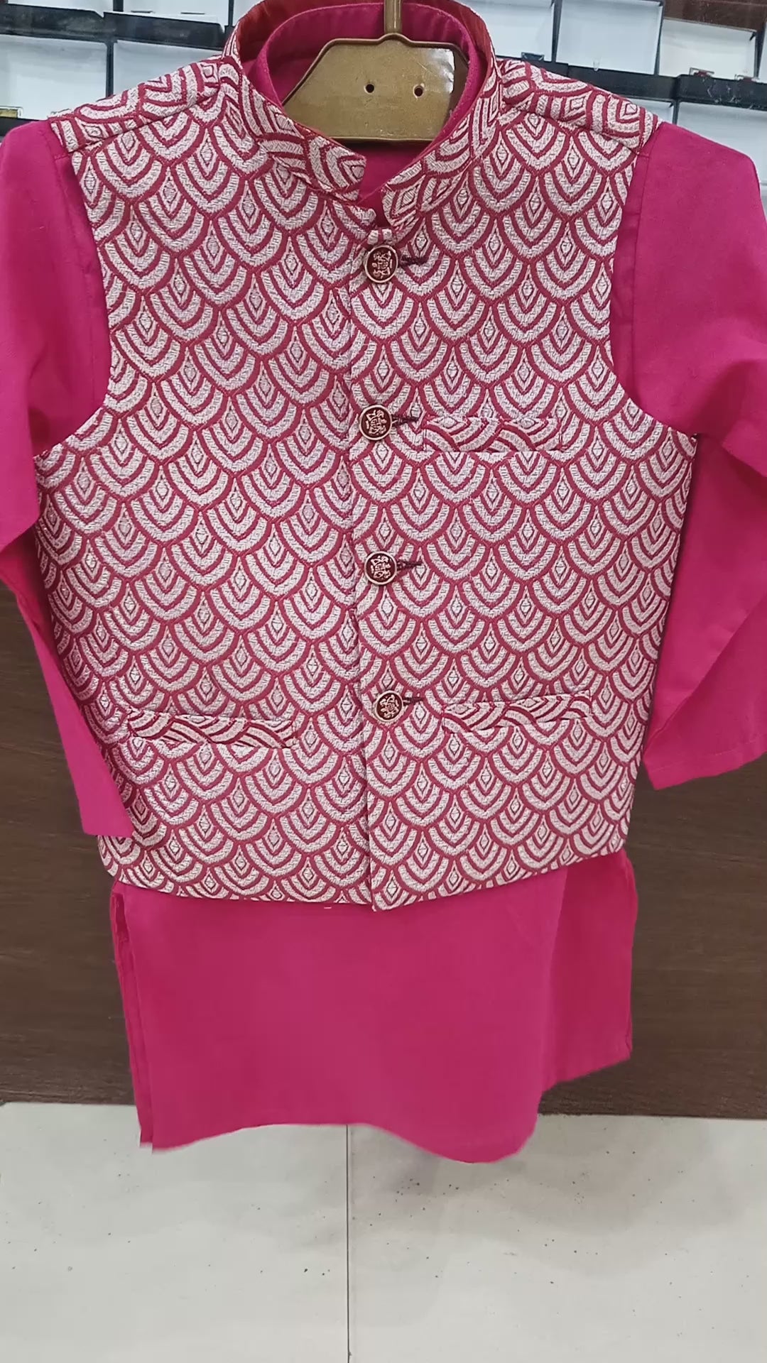 Boys Pink Kurta Pajama with Waistcoat RJ-KIDS157