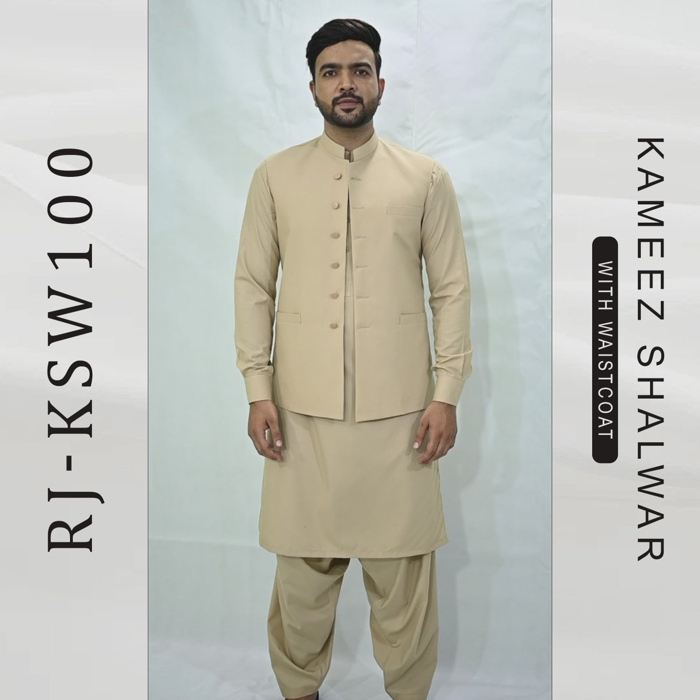 Men's Kameez Shalwar with Waistcoat (RJ-KSW100)