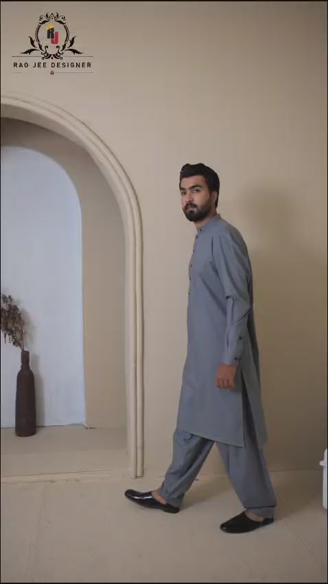 Stone Grey Mens Kameez Shalwar RJ-KS587