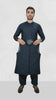 Deep Space Blue Men's Kameez Shalwar with Waistcoat (RJ-KSW122)