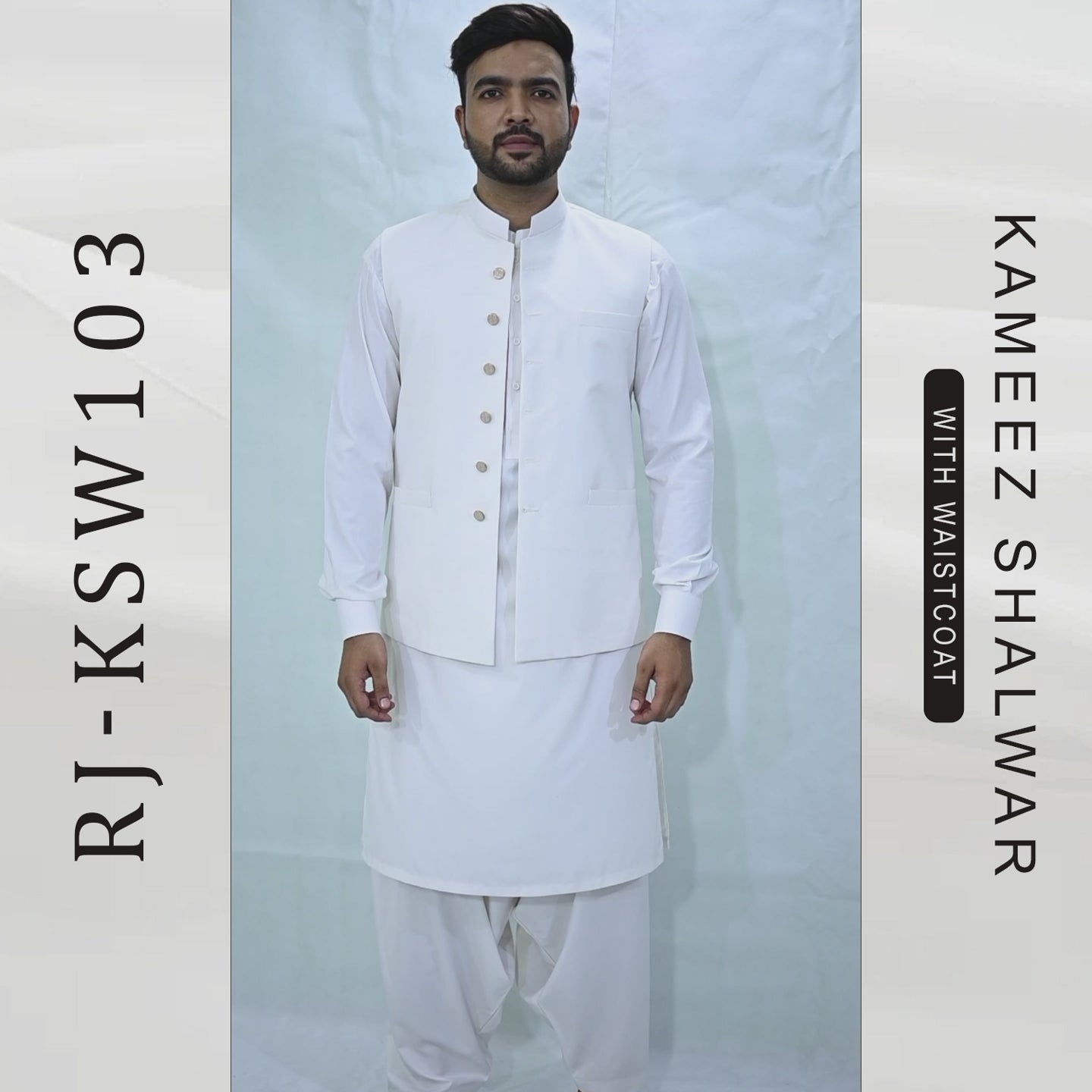 Men's Kameez Shalwar with Waistcoat (RJ-KSW103)