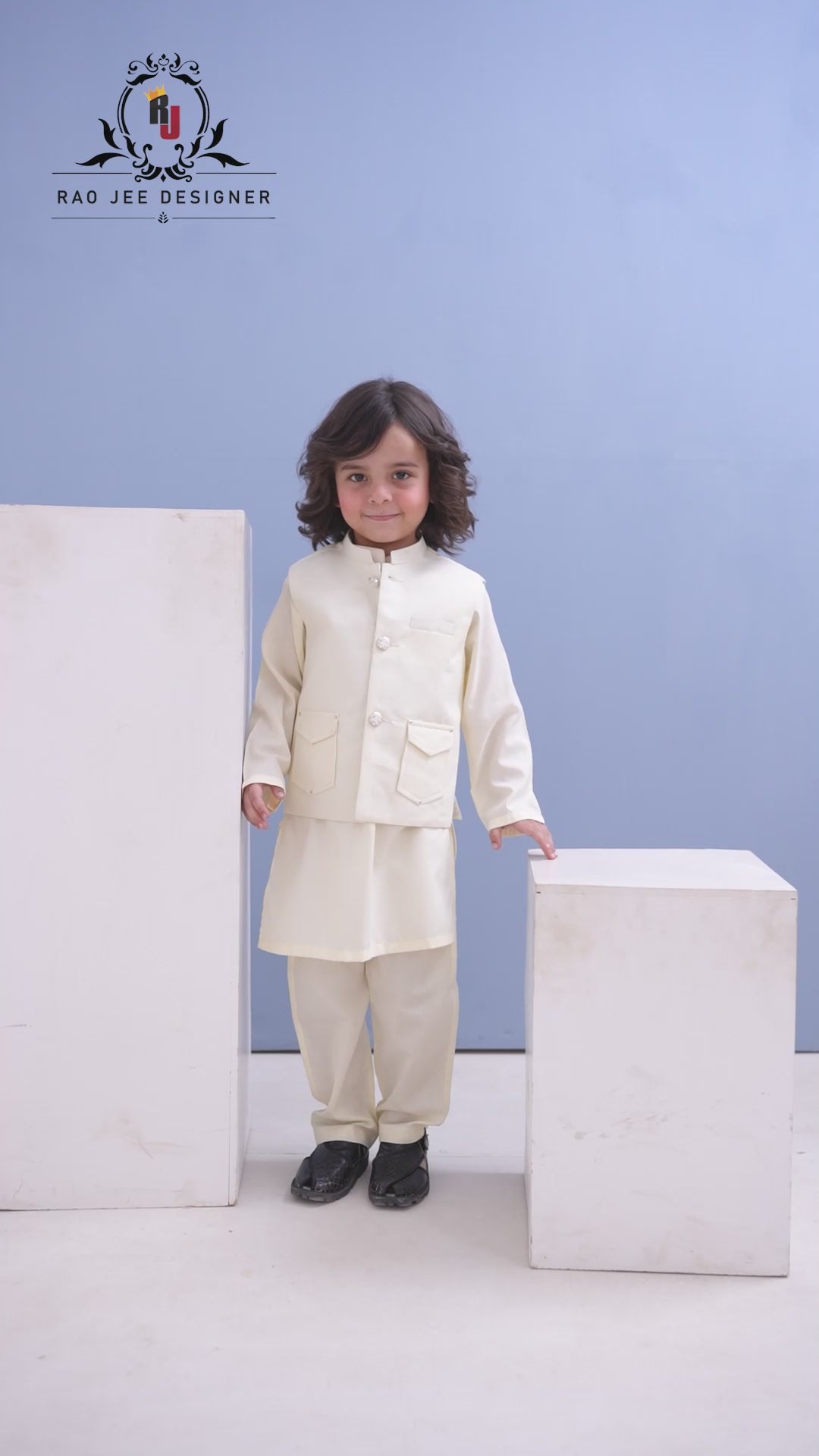 Vanilla Elegance 3-Piece Waistcoat Set for Boys | RJ-KIDS227