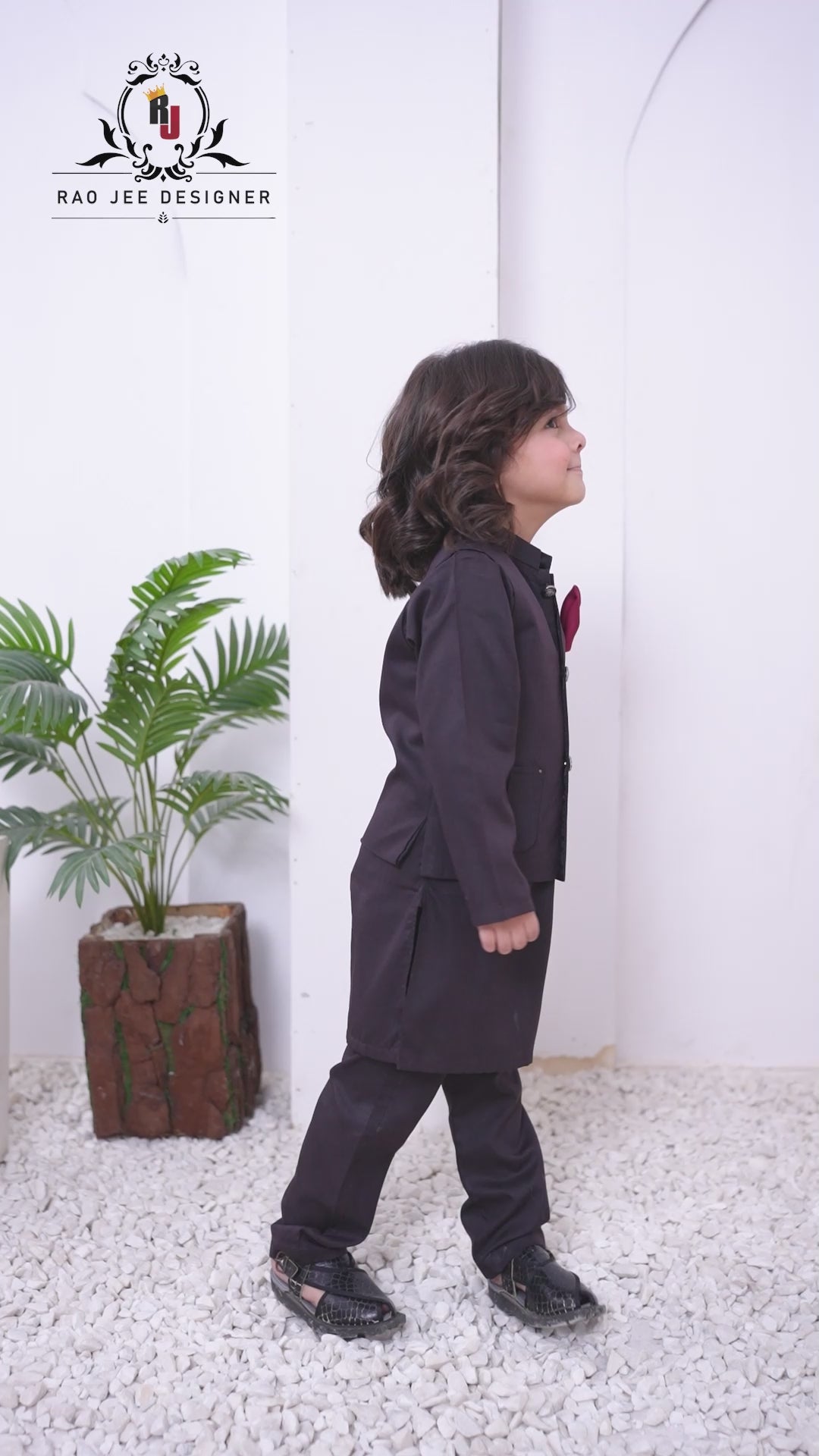 Burgundy 3-Piece Waistcoat Set for Boys | RJ-KIDS223