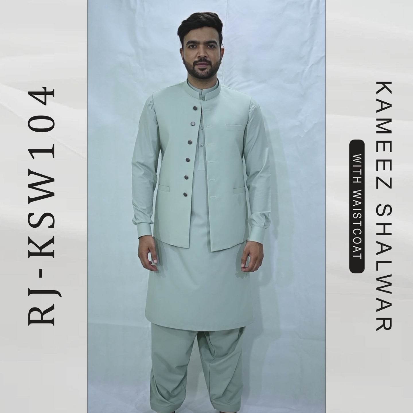 Men's Kameez Shalwar with Waistcoat (RJ-KSW104)