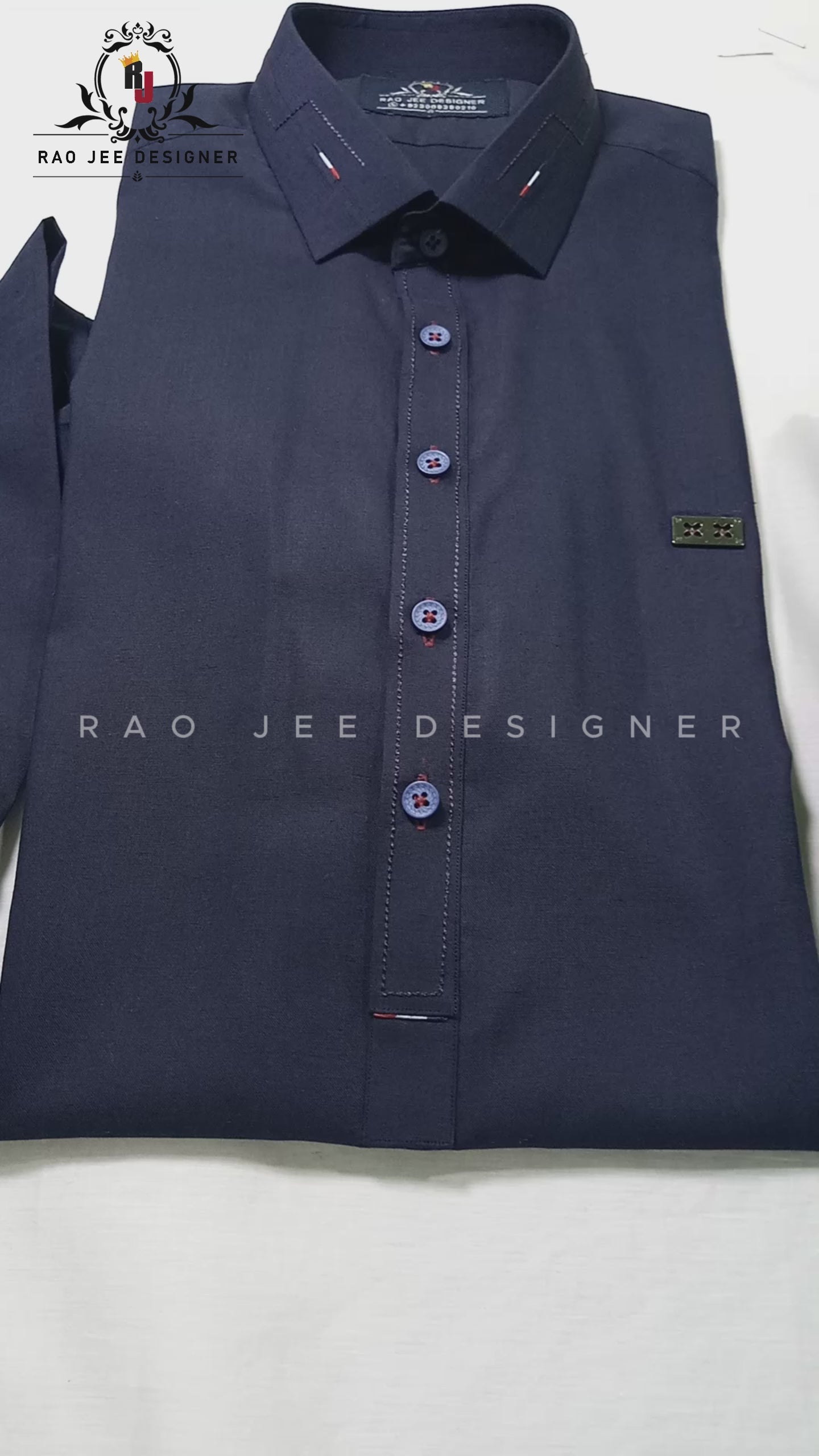 Navy Blue Men's Kameez Shalwar Wash & Wear Ready To Wear  RJ-KS522