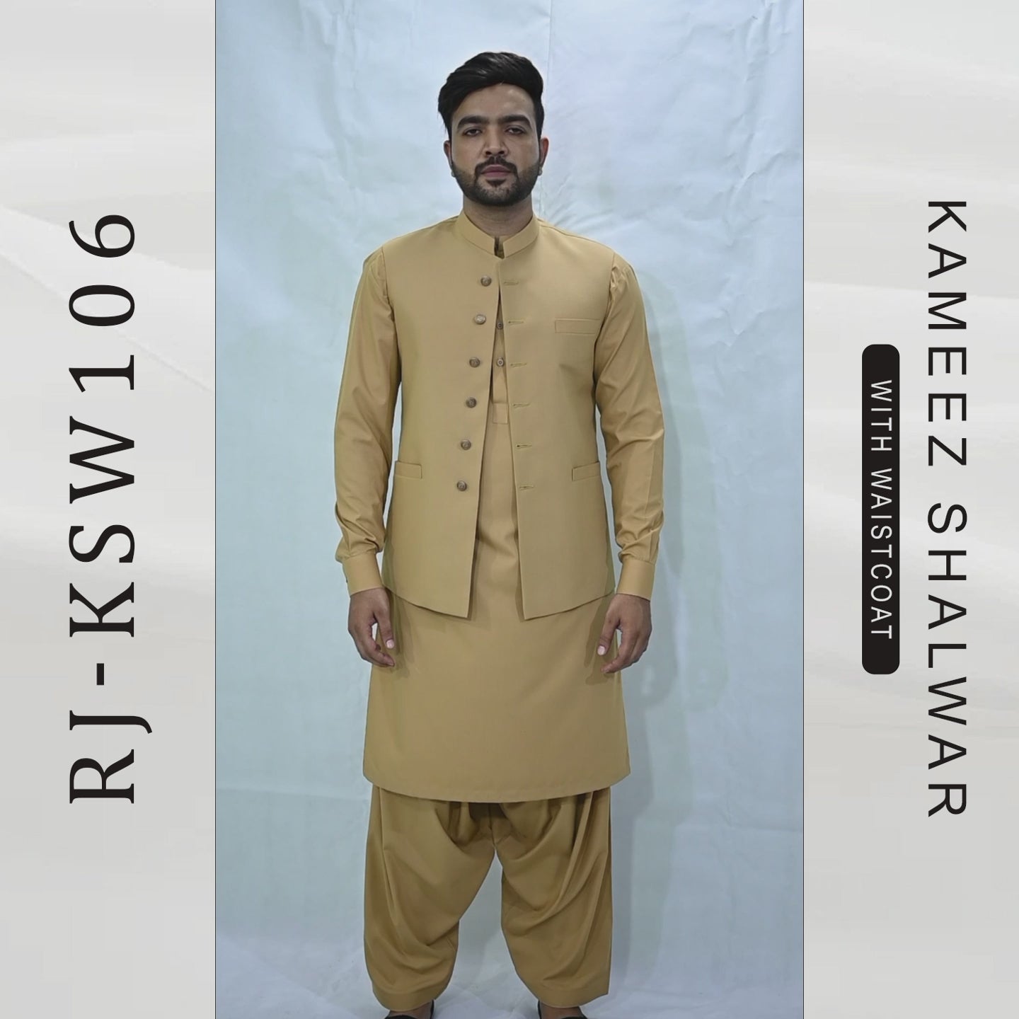 Men's Kameez Shalwar with Waistcoat (RJ-KSW106)