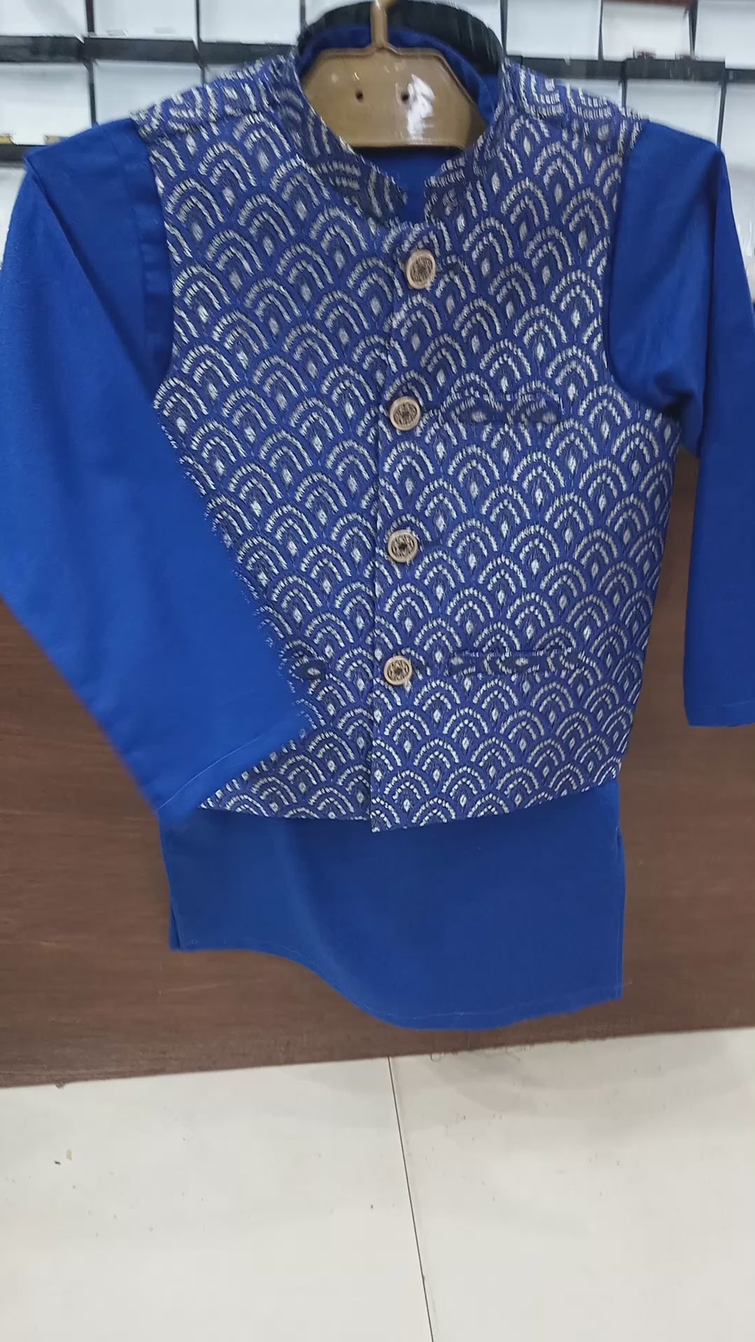 Boys Royal Blue Kurta Pajama with Waistcoat RJ-KIDS159