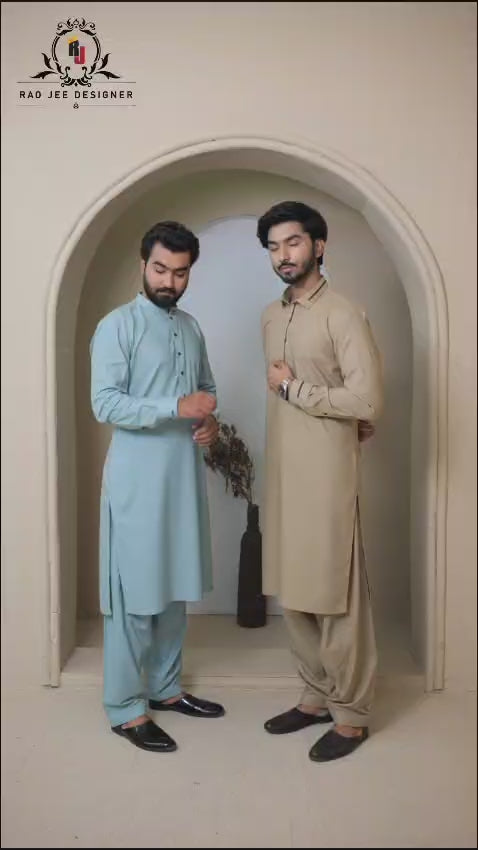 Mint Grey Mens Kameez Shalwar RJ-KS583