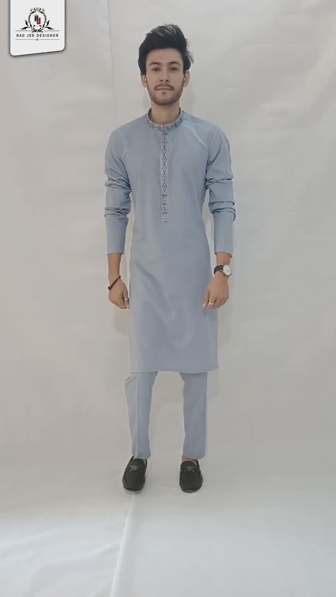 Light Grey Men's Kurta Pajama RJ-K189