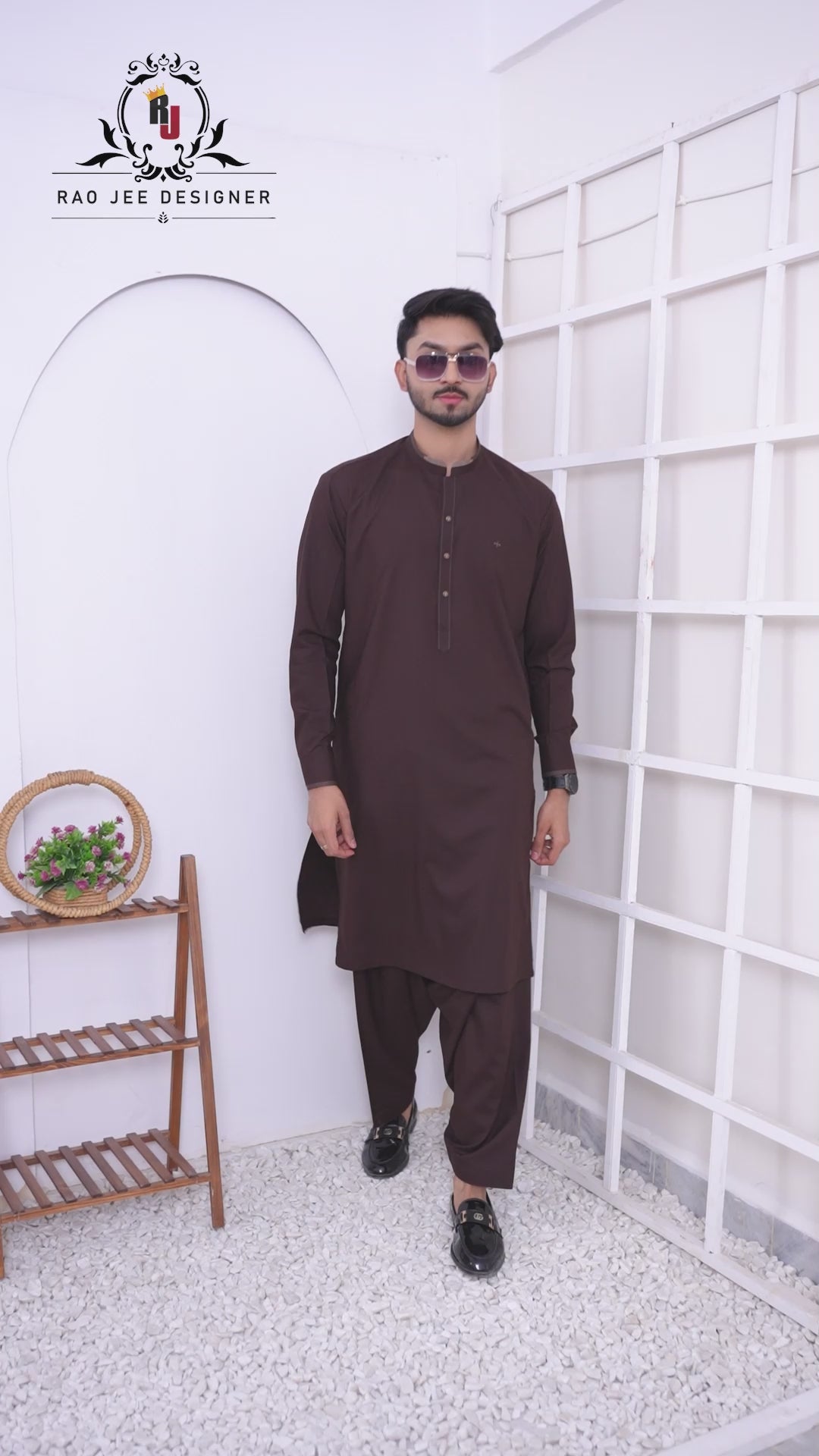 Coffee Brown Designed Men's Kameez Shalwar RJ-KS615