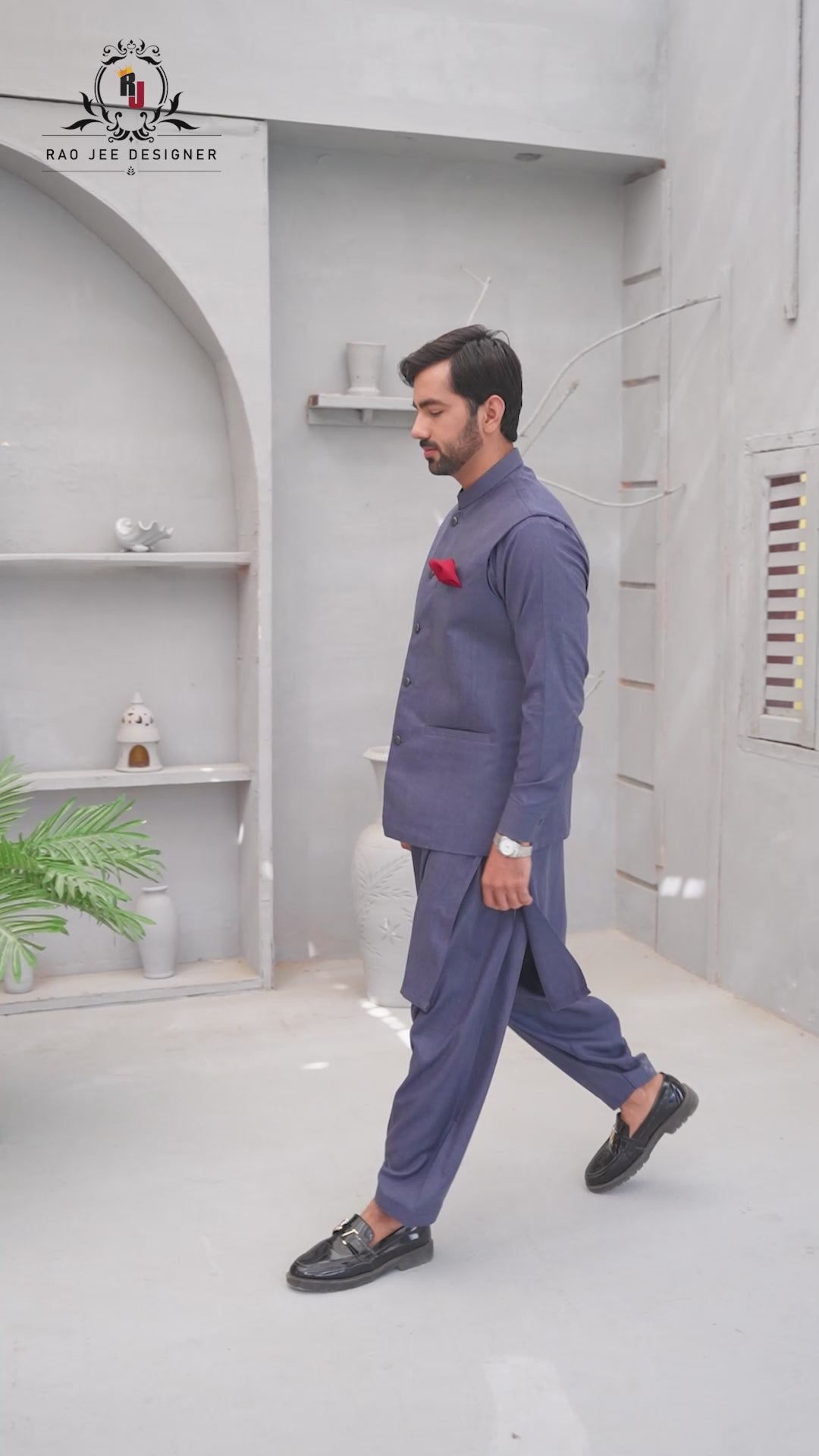 Men’s Premium Wash & Wear Kameez Shalwar – Blue Traditional Wear –(RJ-KSW149)