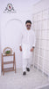Pure White Men's Latha Cotton Kameez Shalwar with Ban Collar RJ-KS607