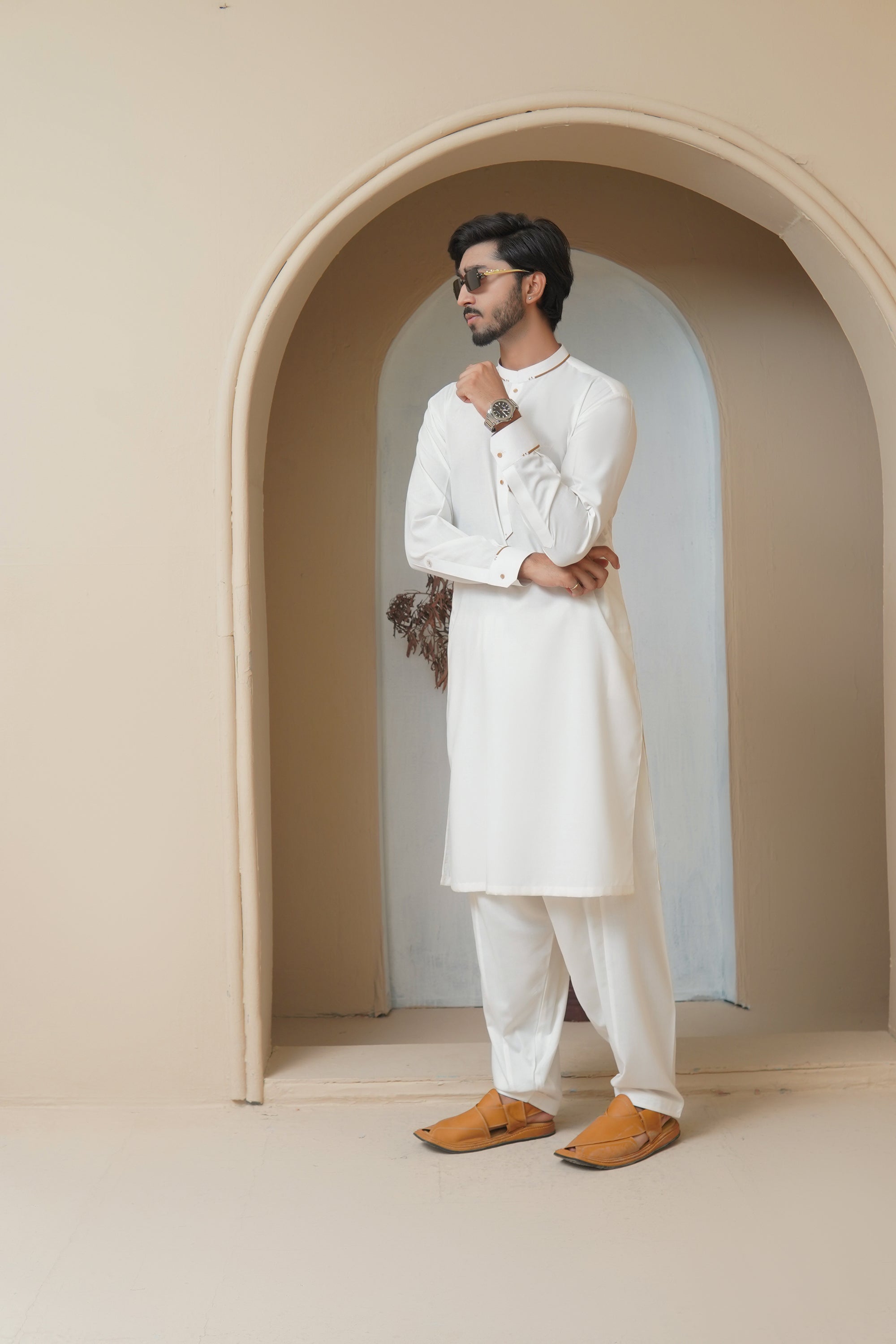 Off White Mens Kameez Shalwar RJ-KS588