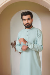 Mint Grey Mens Kameez Shalwar RJ-KS583