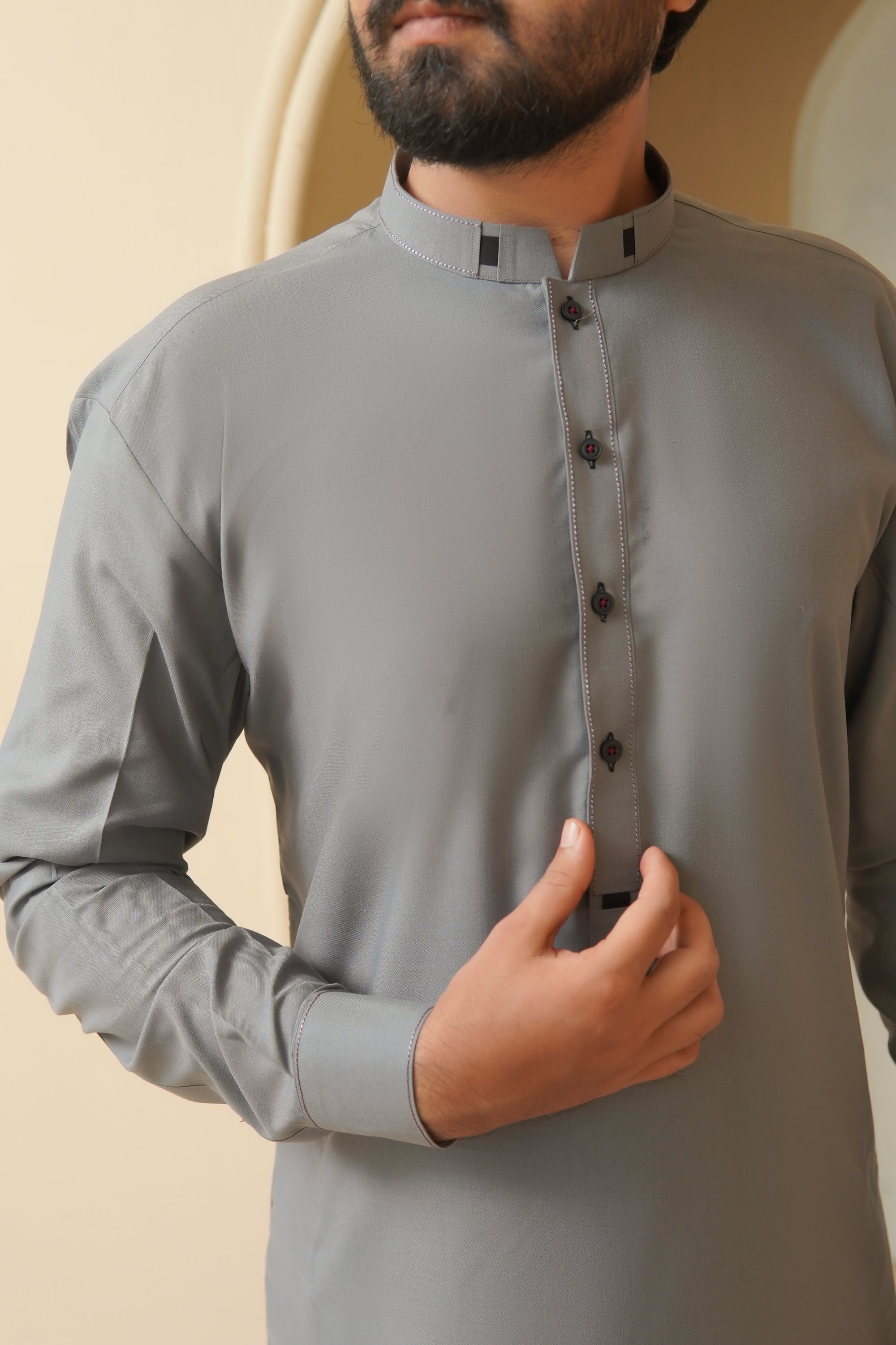 Stone Grey Mens Kameez Shalwar RJ-KS587