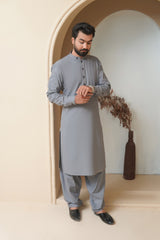 Stone Grey Mens Kameez Shalwar RJ-KS587